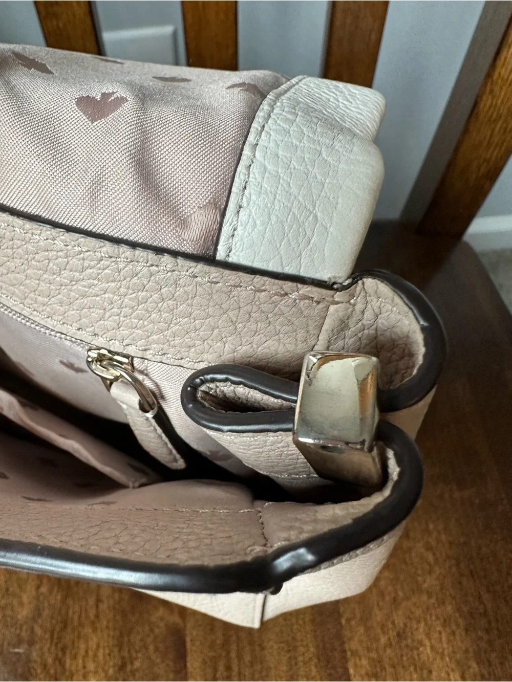 Kate Spade Leila Colorblock Pebbled Leather Flap Shoulder Bag Warm Beige Multi